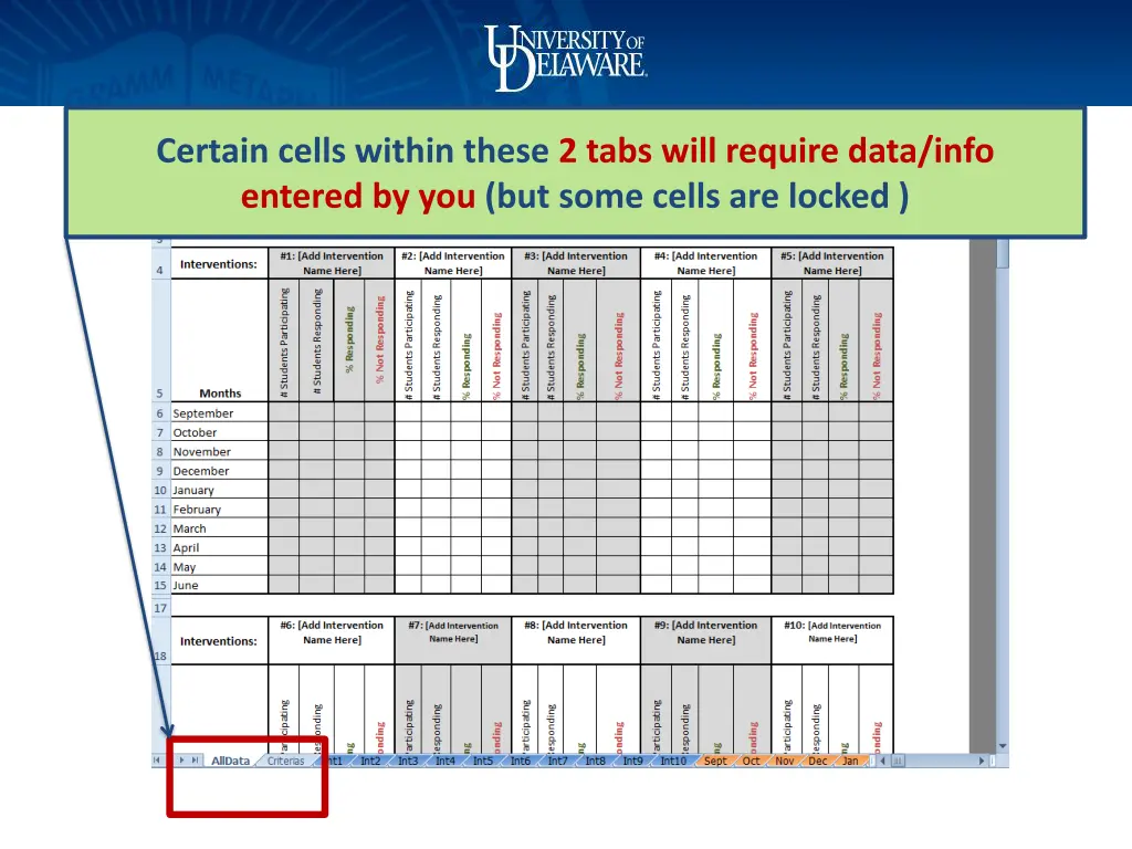 certain cells within these 2 tabs will require