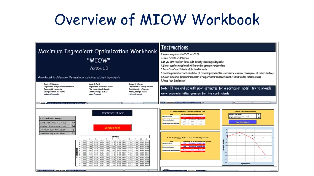overview of miow workbook