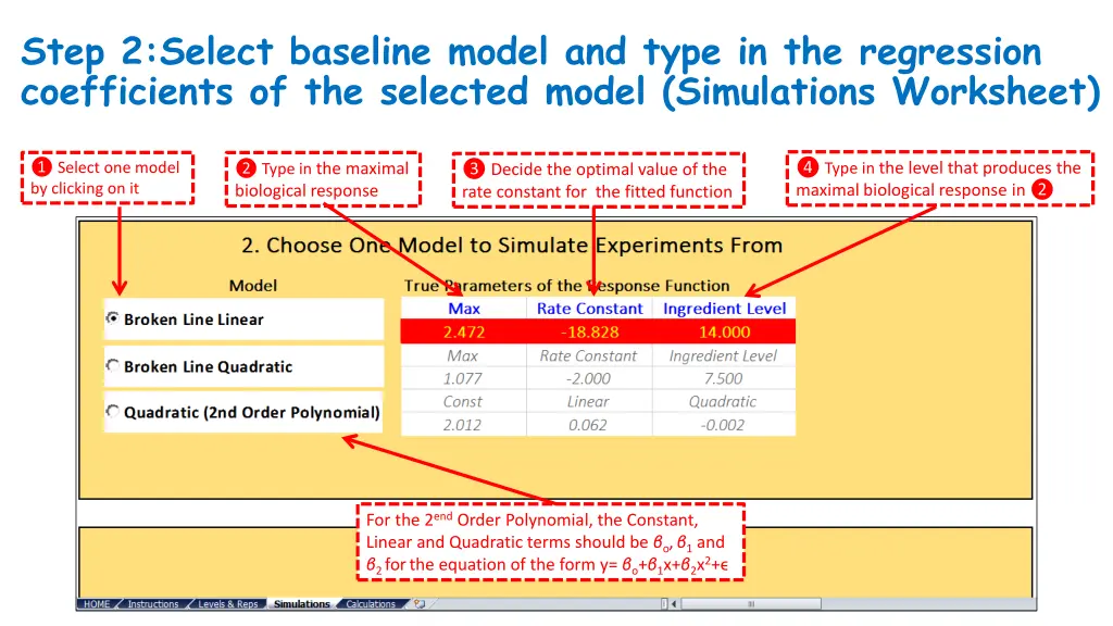 step 2 select baseline model and type