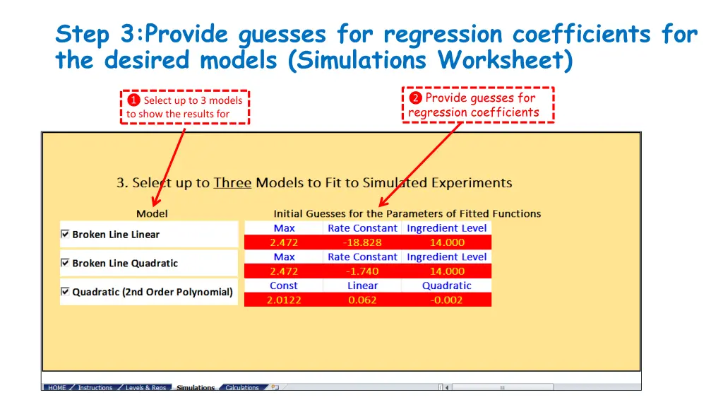 step 3 provide guesses for regression