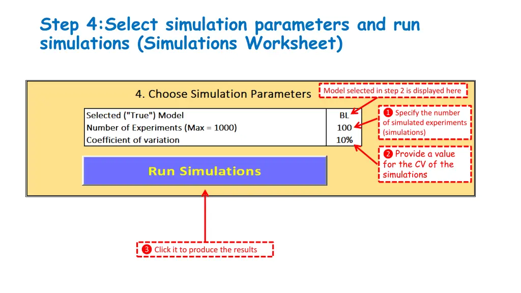 step 4 select simulation parameters