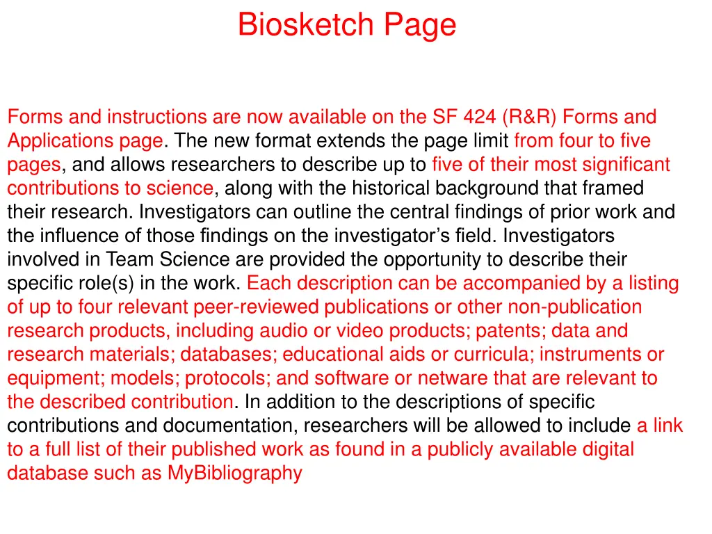 biosketch page