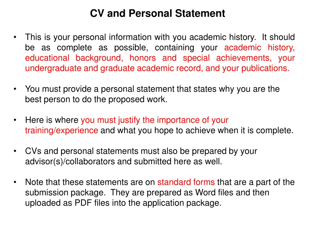 cv and personal statement