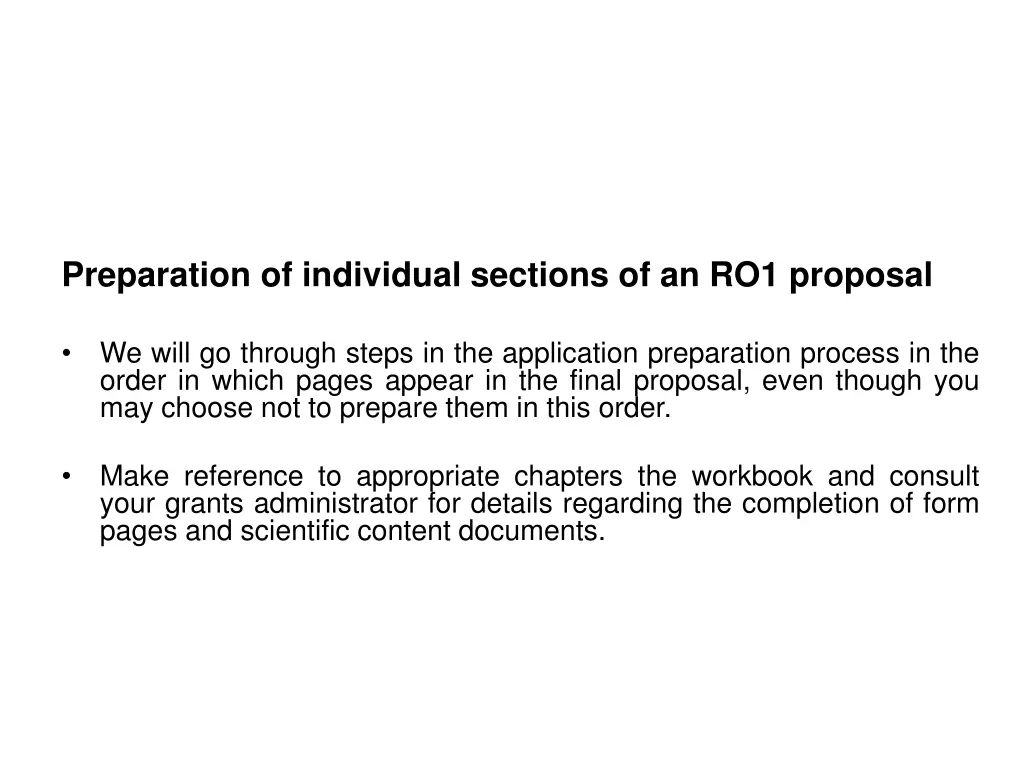 preparation of individual sections