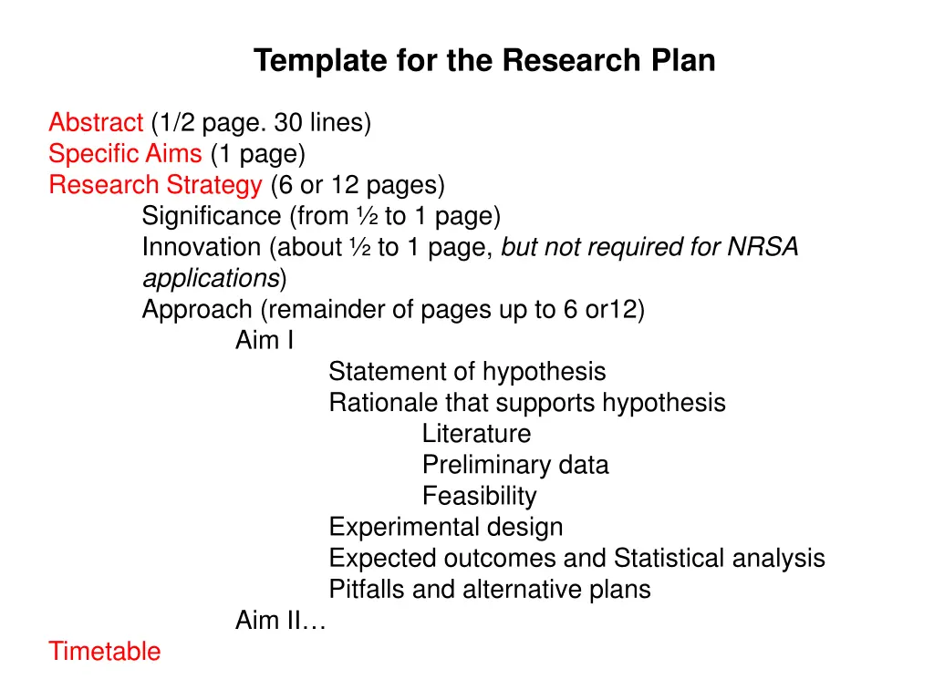 template for the research plan