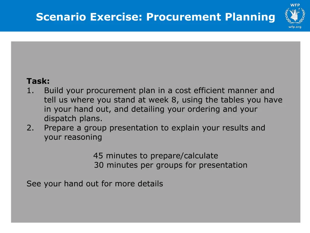 scenario exercise procurement planning 2