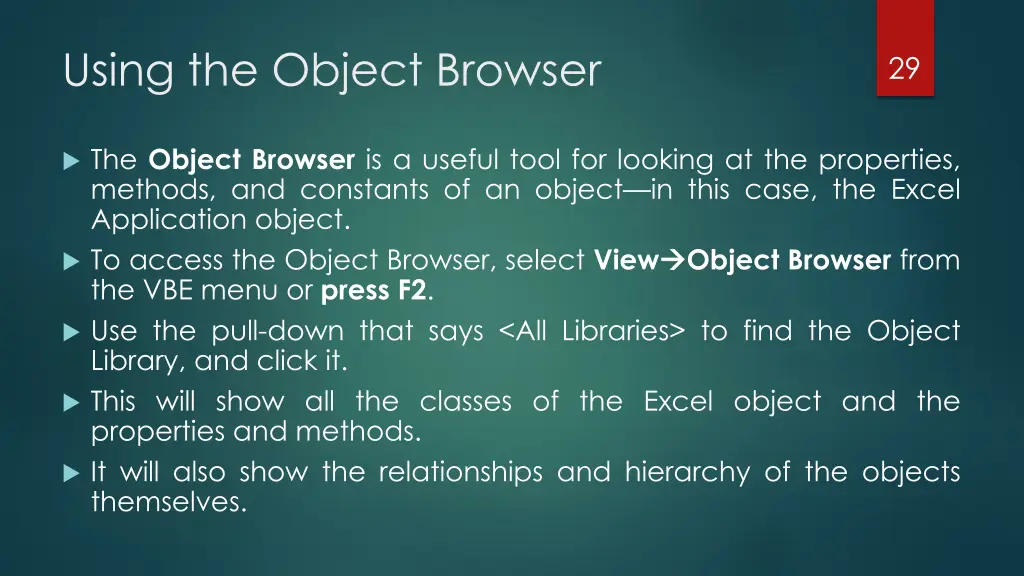 using the object browser