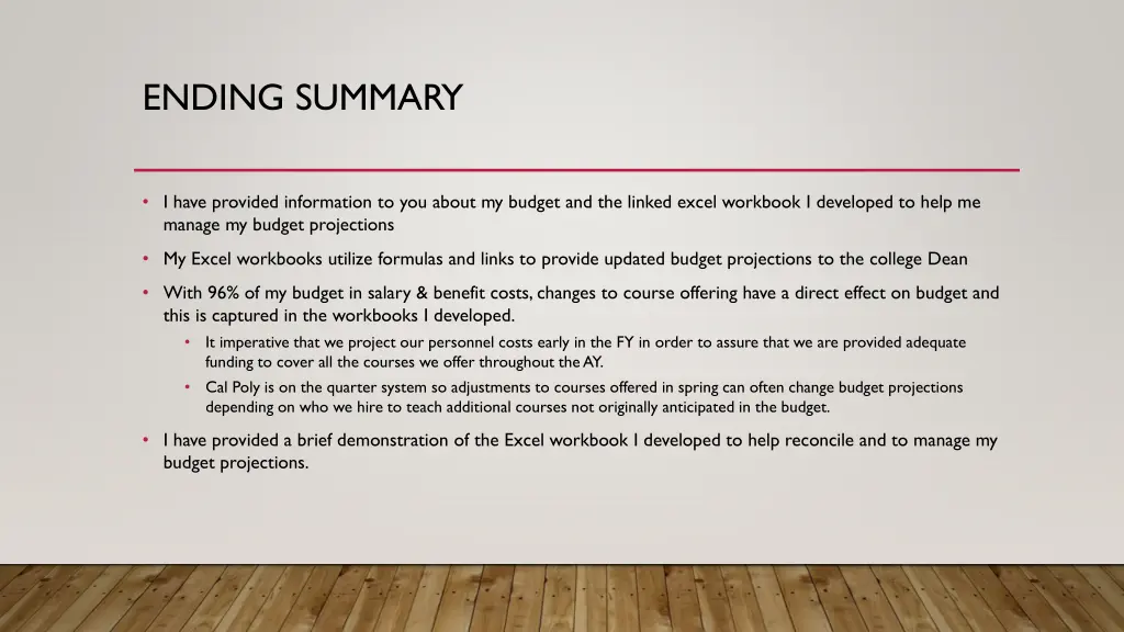 ending summary