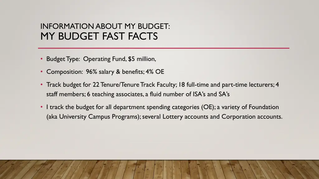 information about my budget my budget fast facts