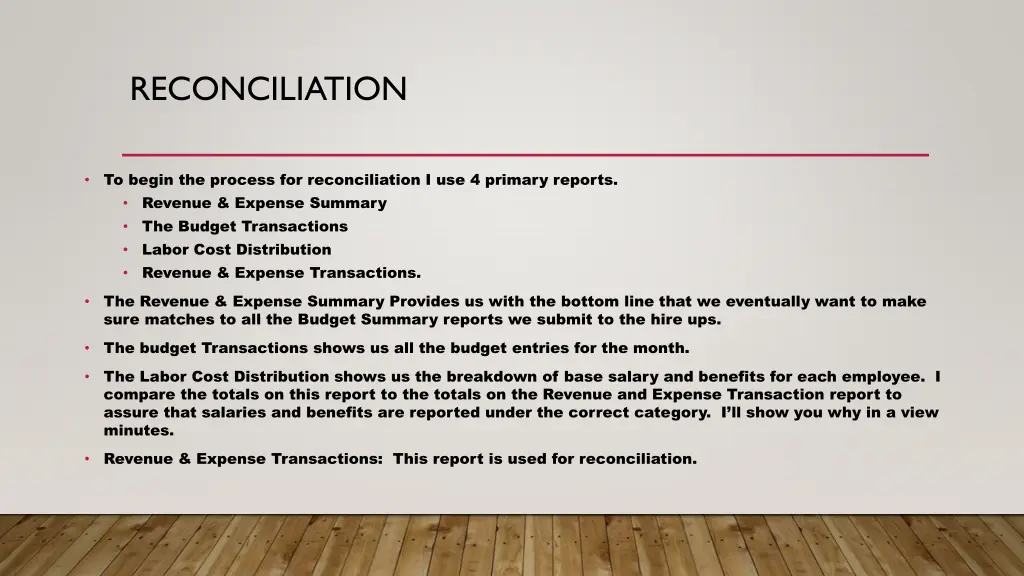reconciliation