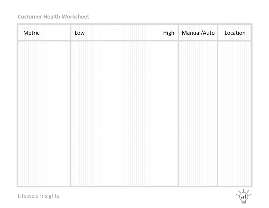 customer health worksheet