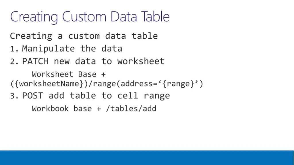creating custom data table
