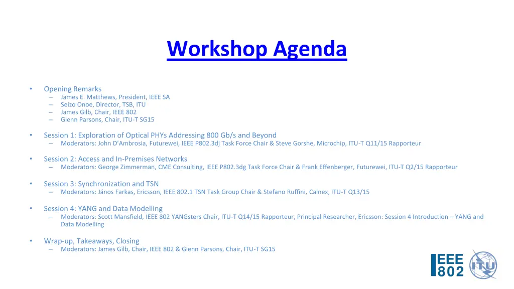 workshop agenda