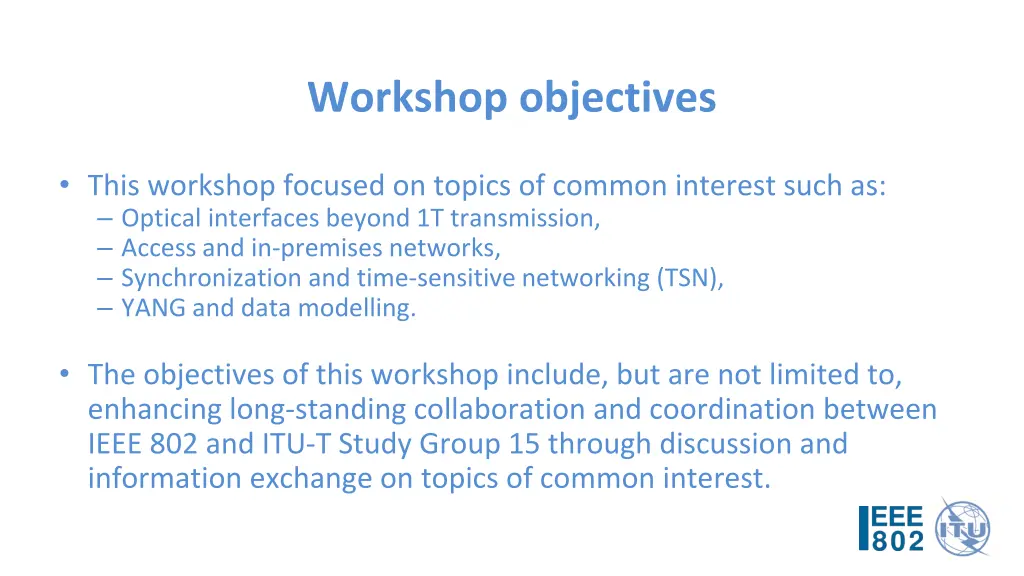 workshop objectives