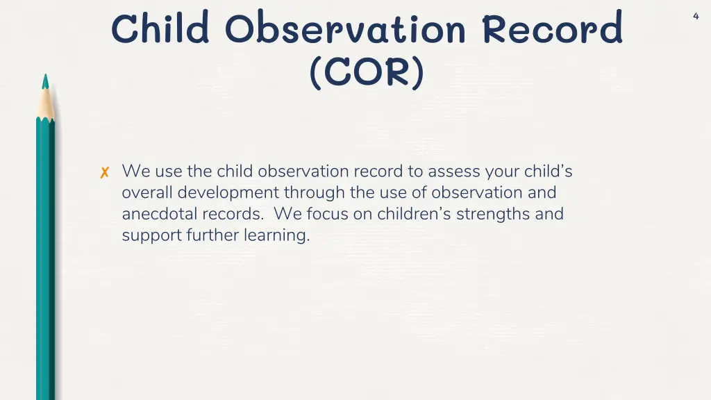 child observation record cor