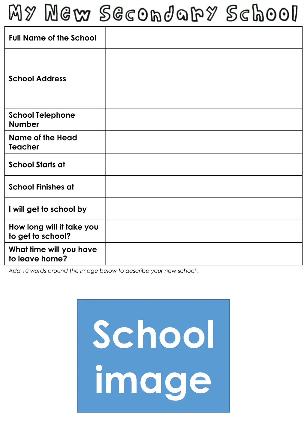 full name of the school