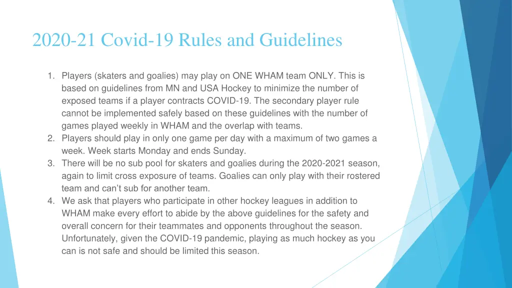 2020 21 covid 19 rules and guidelines