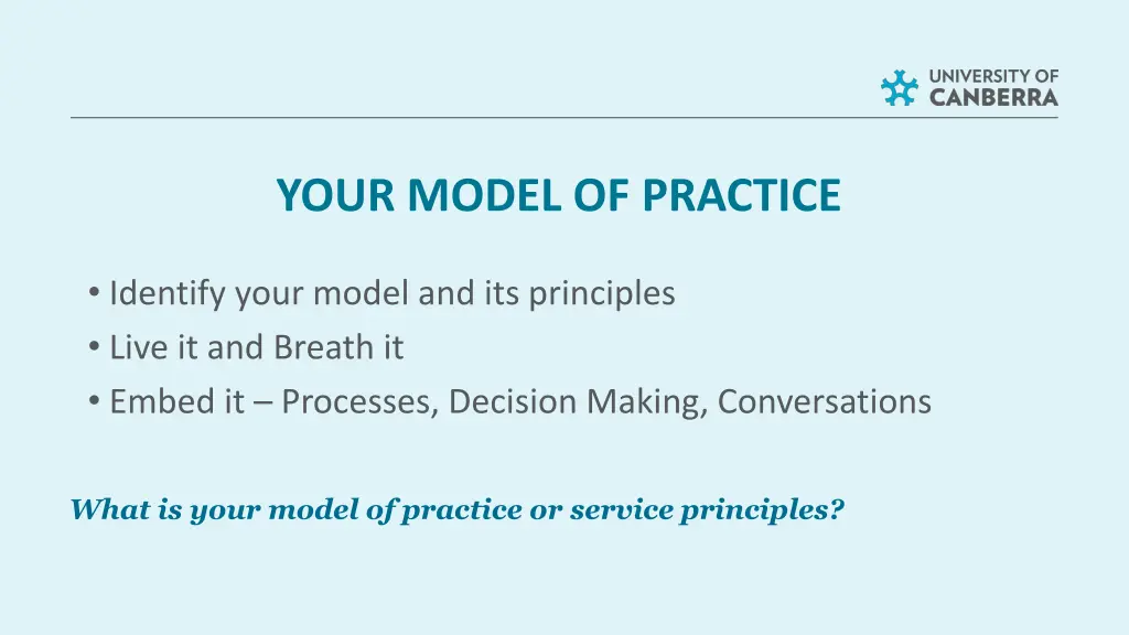 your model of practice