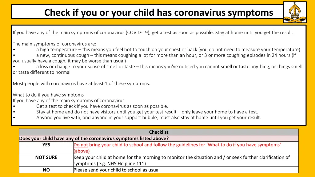 check if you or your child has coronavirus