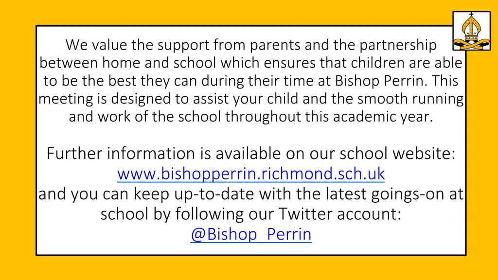 we value the support from parents