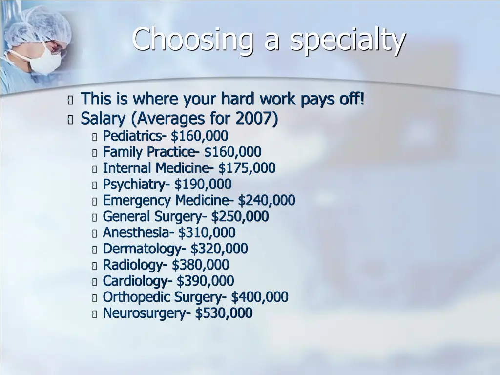 choosing a specialty 1