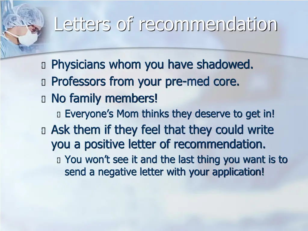 letters of recommendation