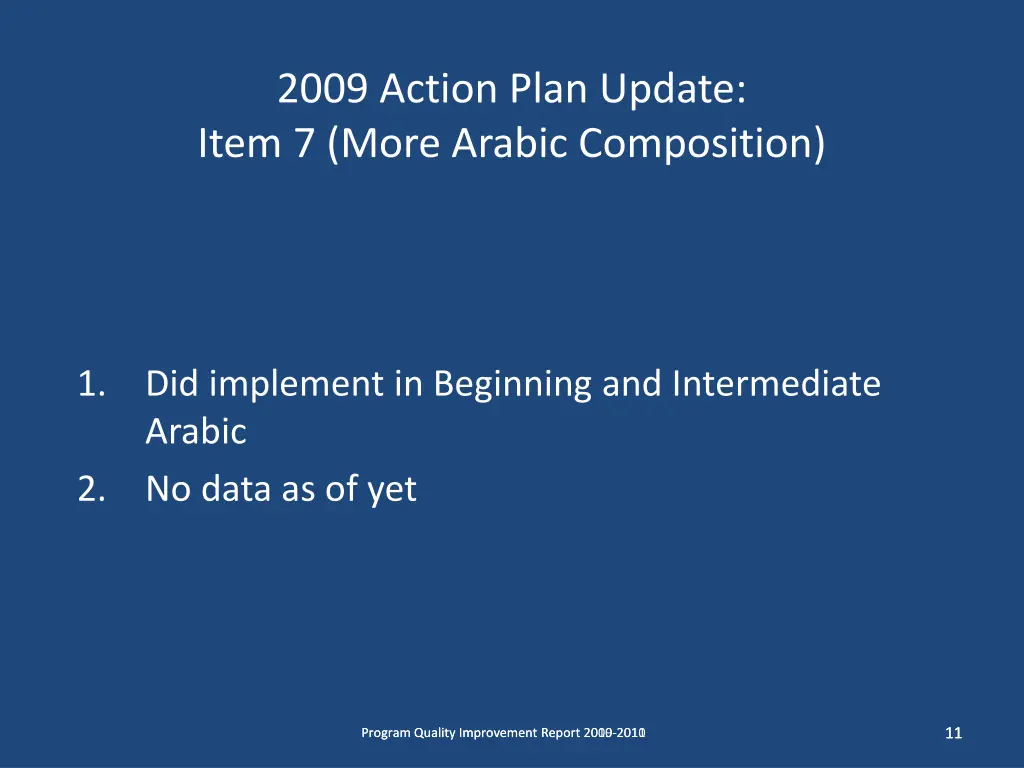 2009 action plan update item 7 more arabic