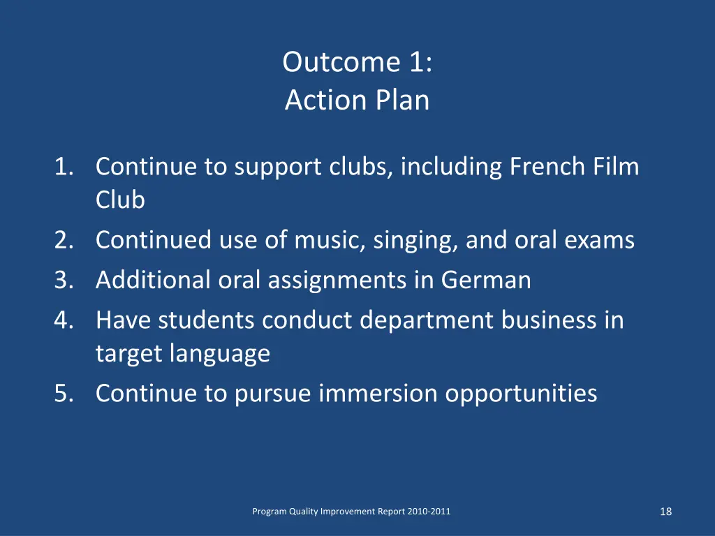 outcome 1 action plan