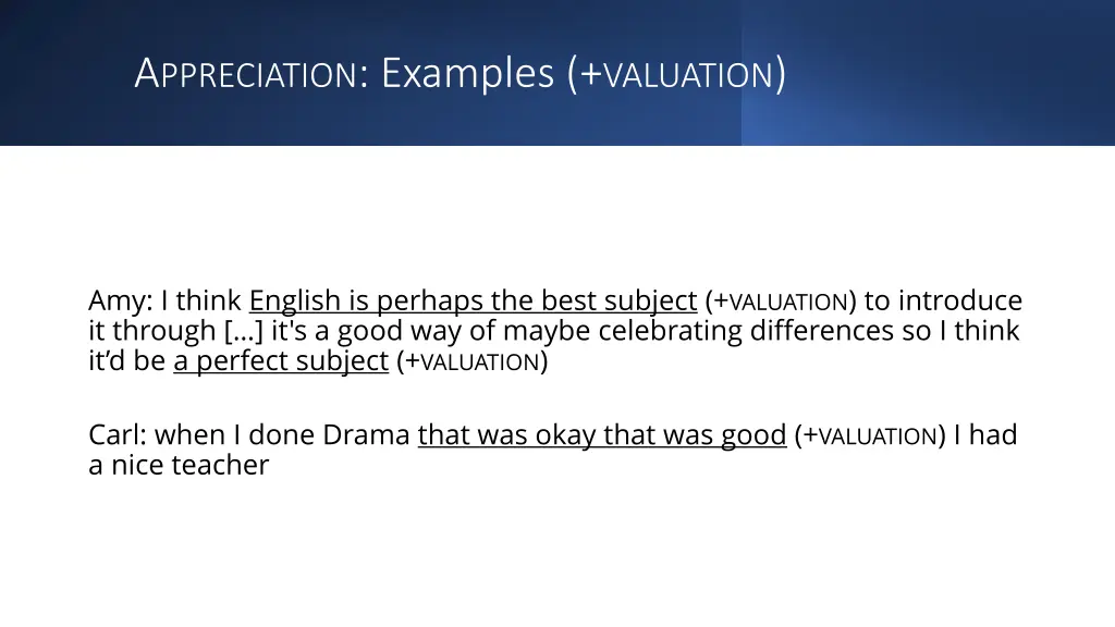 a ppreciation examples valuation 1