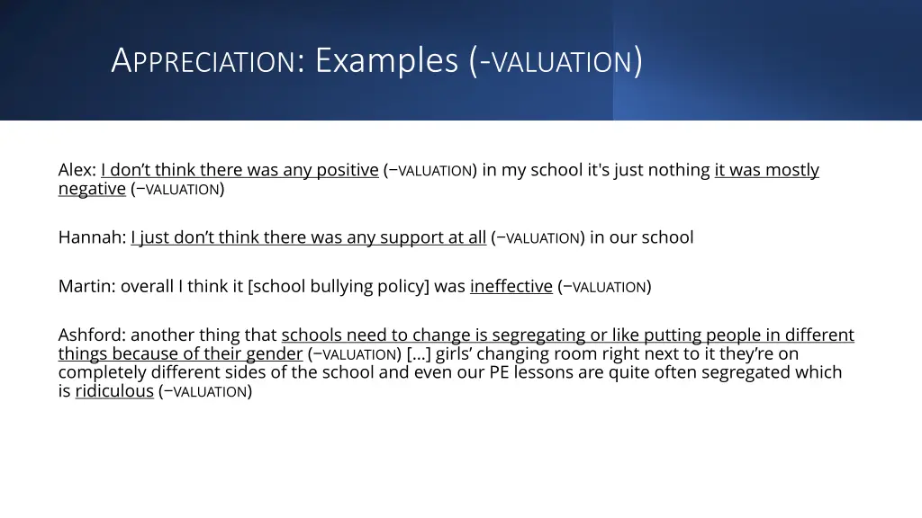 a ppreciation examples valuation
