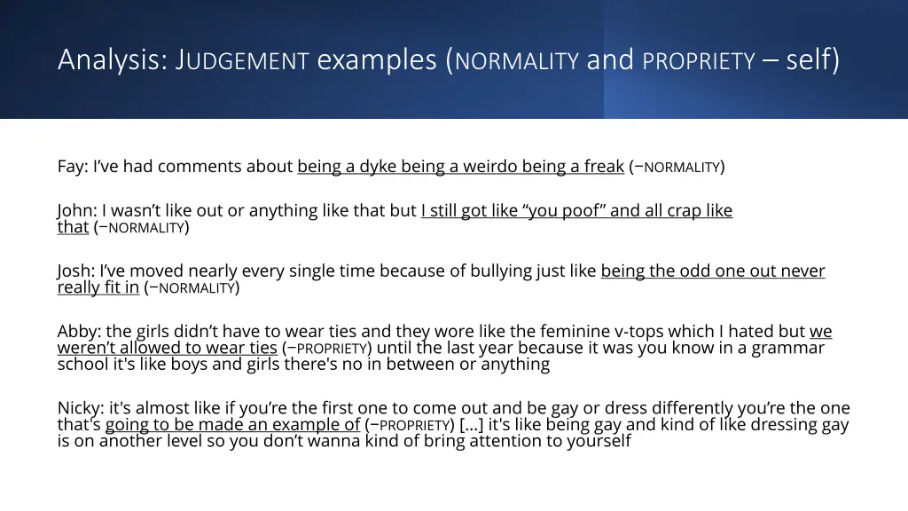 analysis j udgement examples normality