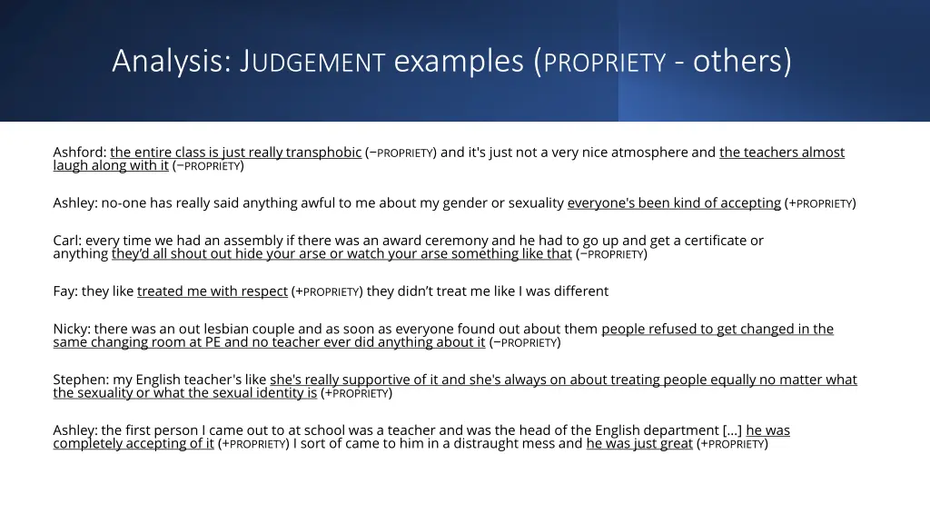 analysis j udgement examples propriety others