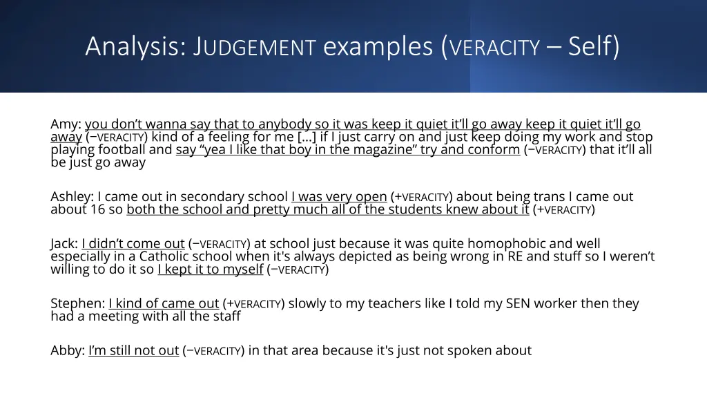 analysis j udgement examples veracity self