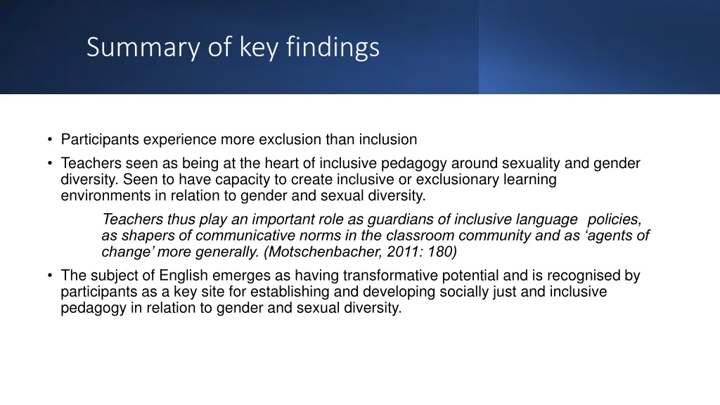 summary of key findings