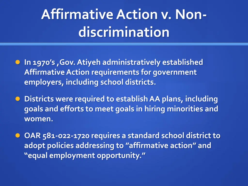 affirmative action v non discrimination