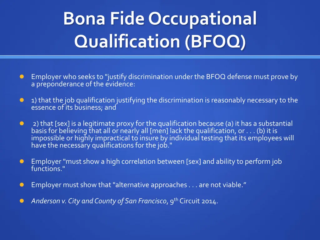 bona fide occupational qualification bfoq