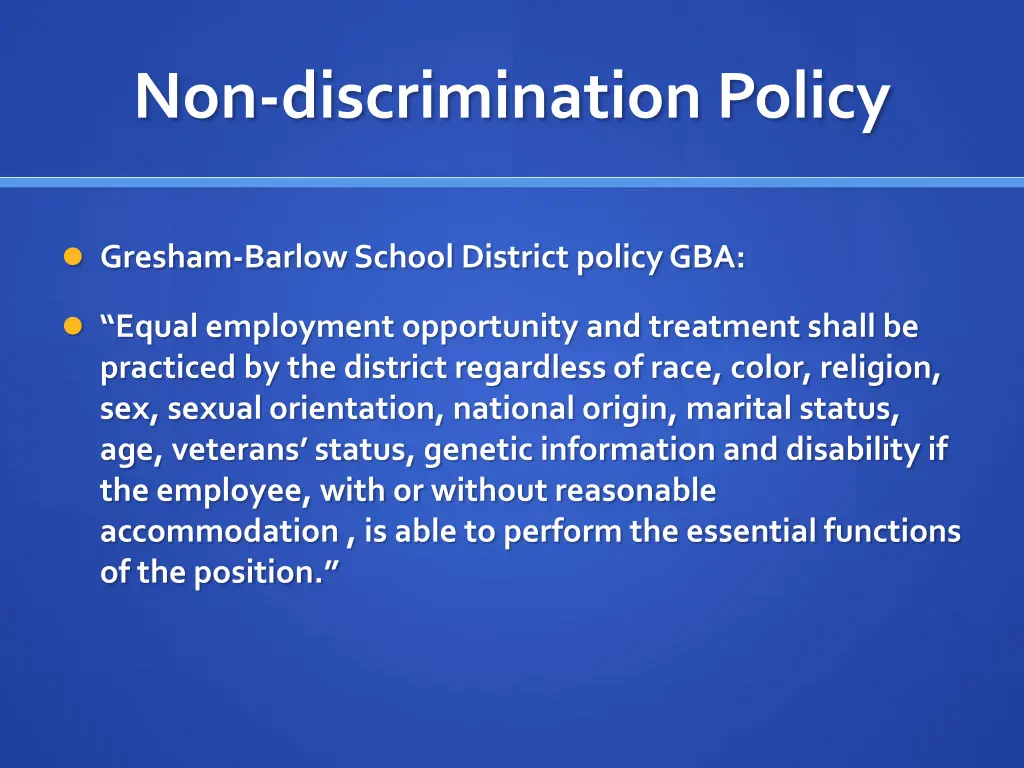 non discrimination policy