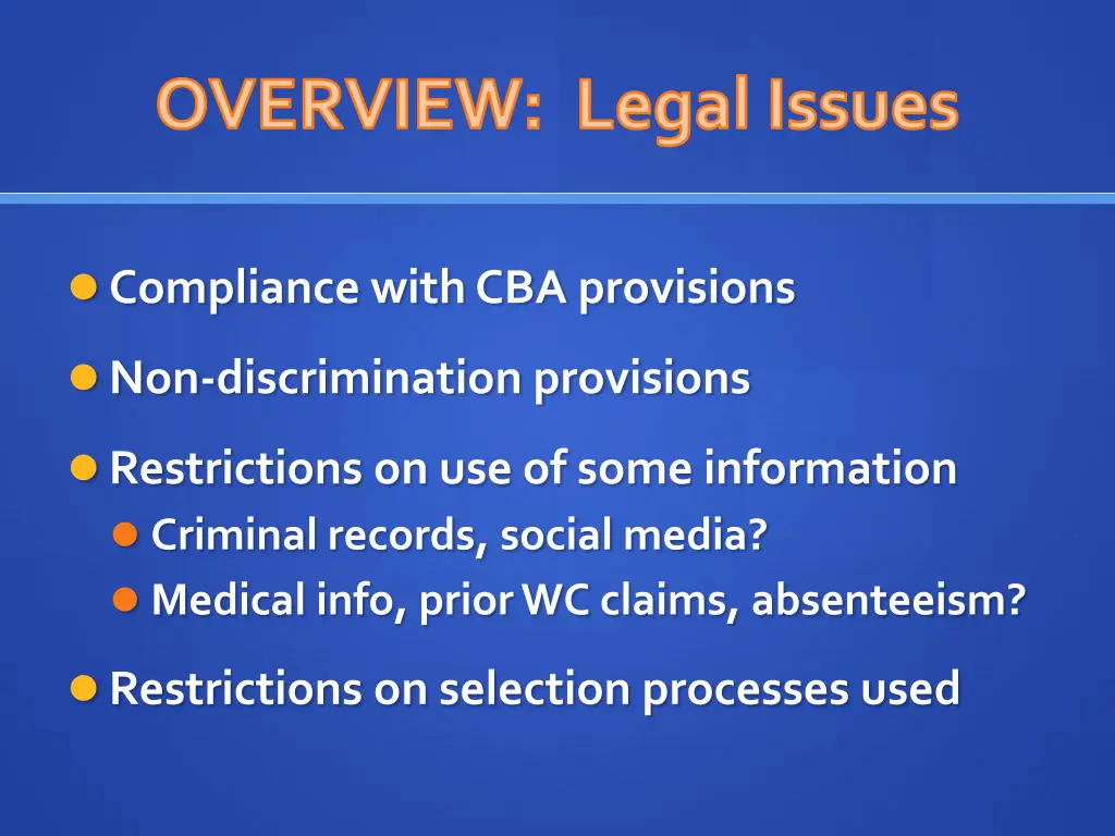 overview legal issues