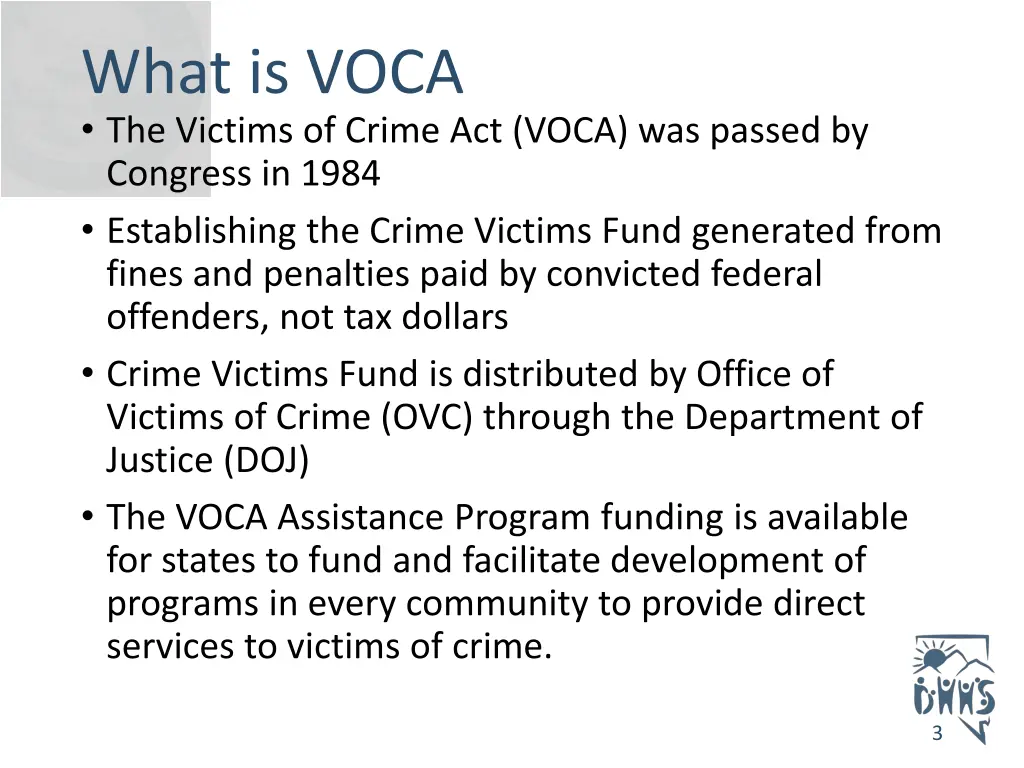what is voca the victims of crime act voca