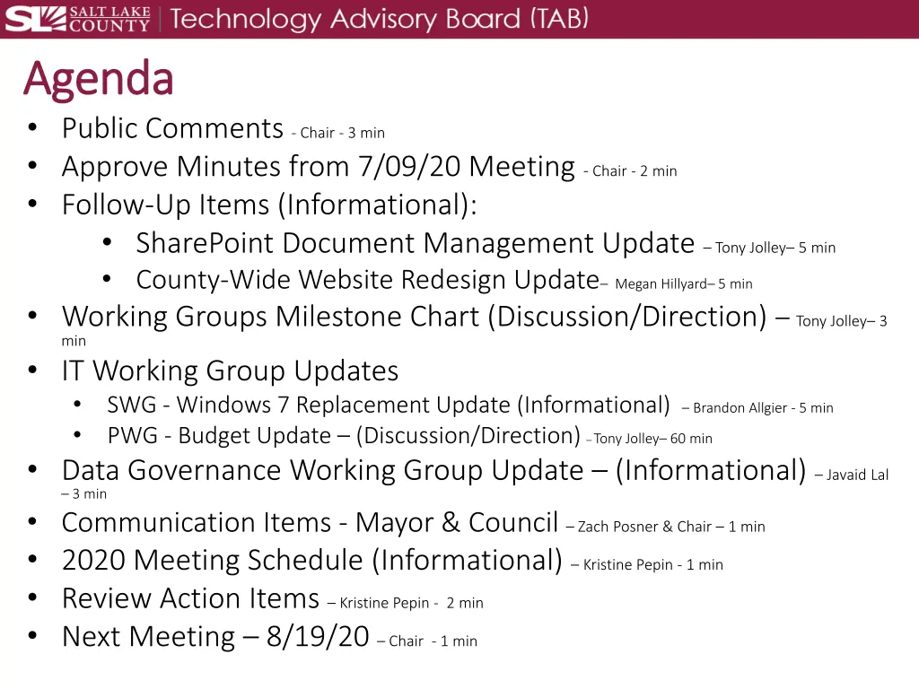 agenda agenda