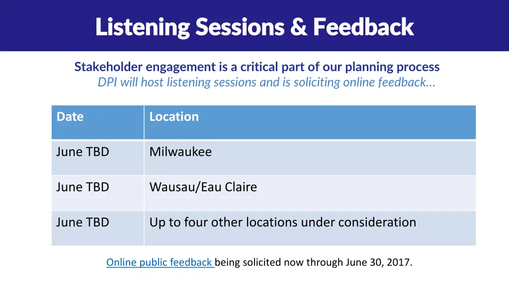 listening sessions feedback listening sessions