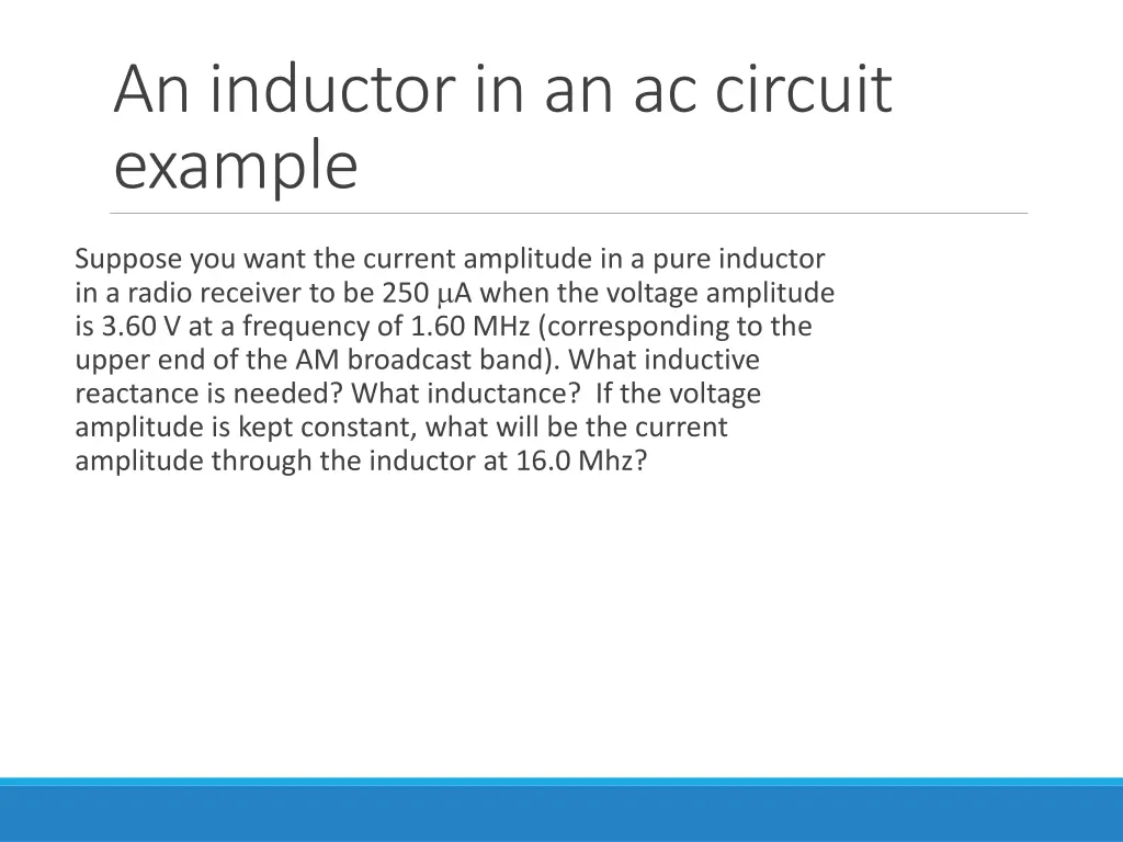 an inductor in an ac circuit example
