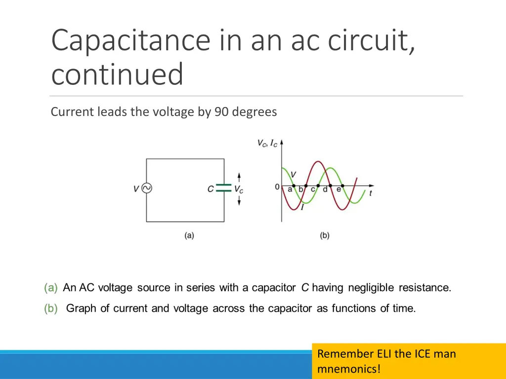 capacitance in an ac circuit continued