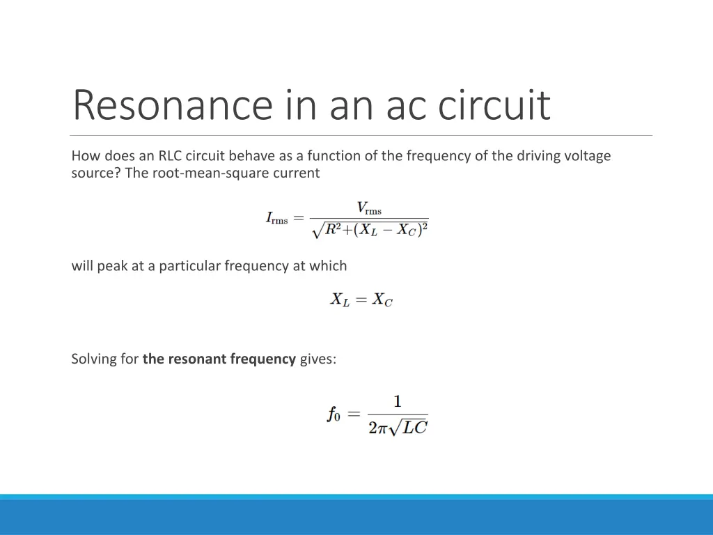 resonance in an ac circuit