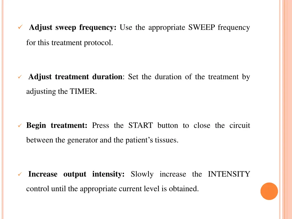 adjust sweep frequency use the appropriate sweep