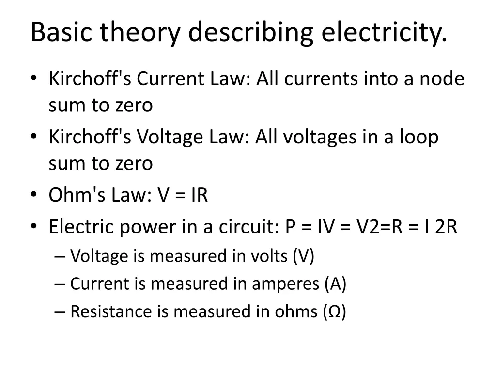 basic theory describing electricity