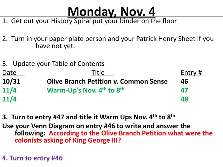 monday nov 4