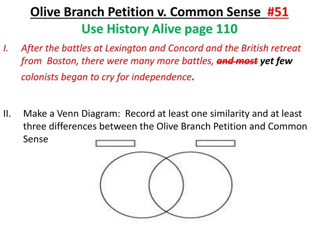 olive branch petition v common sense
