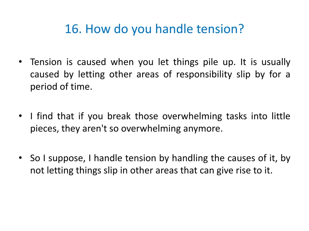 16 how do you handle tension