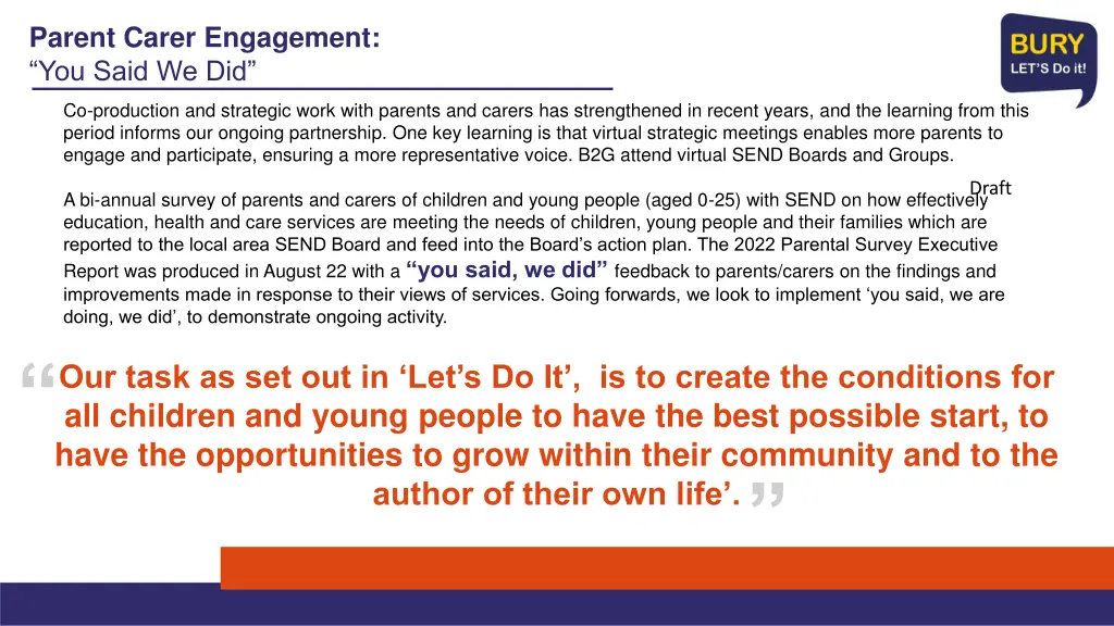 parent carer engagement you said we did